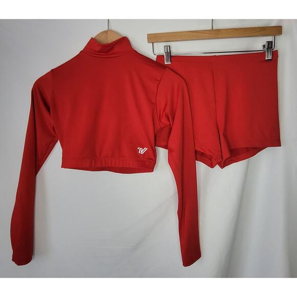 Varsity- Cheerleading 2 piece long sleeve high neck top and briefs- size Ad Sm - Picture 1 of 3